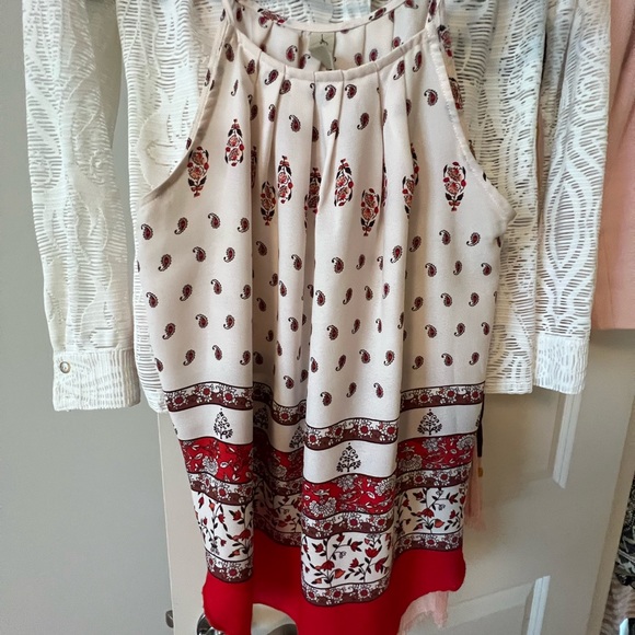 Allison Joy strappy shell cream/red size Small - Picture 2 of 5